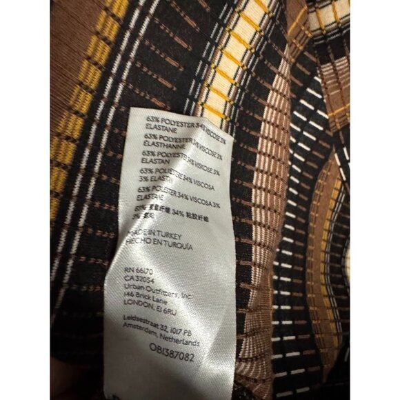 NWT Anthropologie Dress Womens Size XL Brown Striped Deep V-neck Long Faux Wrap - Picture 9 of 9